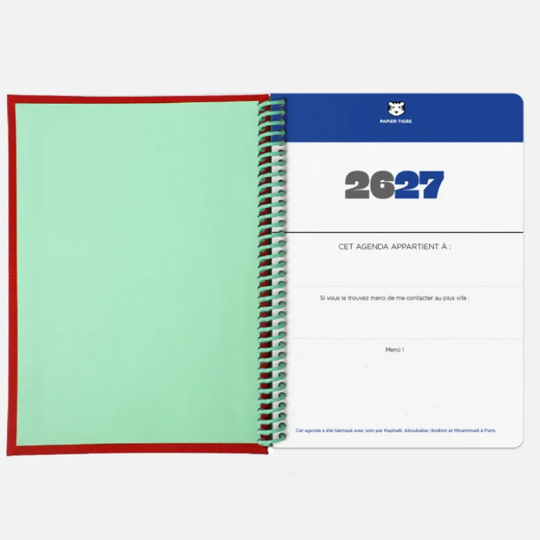Agenda A5 2026-2027 - Tissu Corail