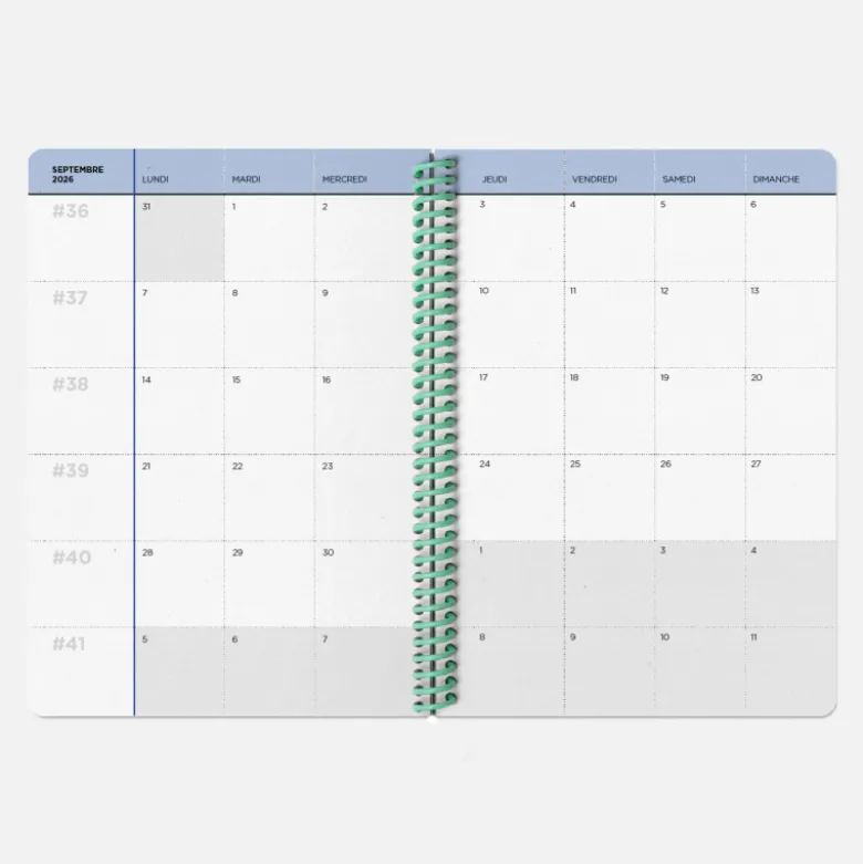 Agenda A5 2026-2027 - Tissu Corail