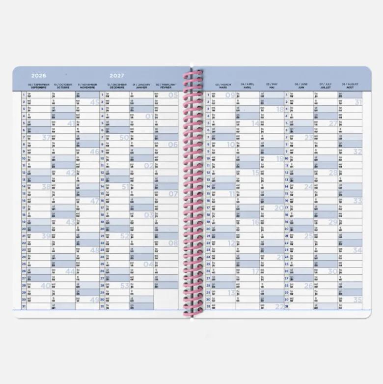 Agenda A5 2026-2027 - Tissu Marine