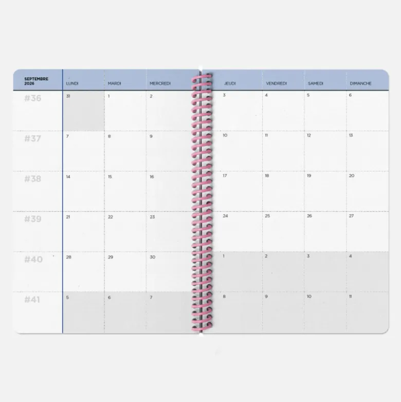 Agenda A5 2026-2027 - Tissu Marine