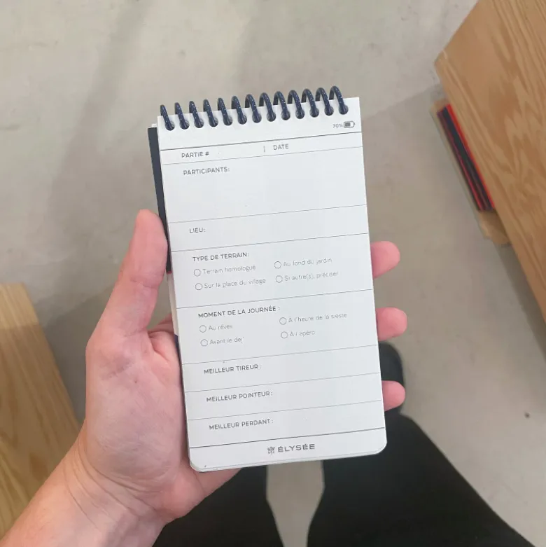 Carnet de Pétanque Élysée
