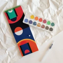 Carnet long à aquarelles upcyclé