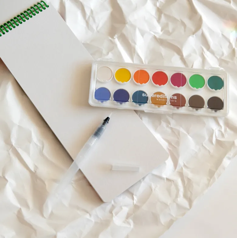 Carnet long à aquarelles upcyclé