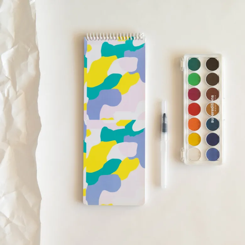 Carnet long à aquarelles upcyclé