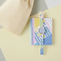 Montre et carnet - Tissé Rose