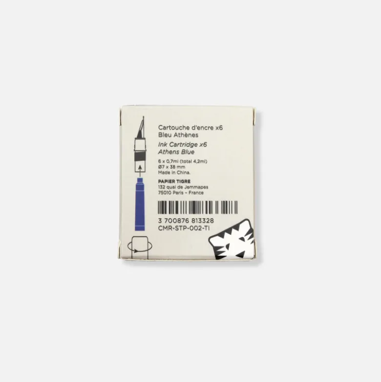 Pack de 6 cartouches stylo-plume - Bleu Athènes