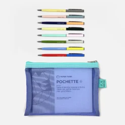 Pochette S et les 8 stylos - Aqua