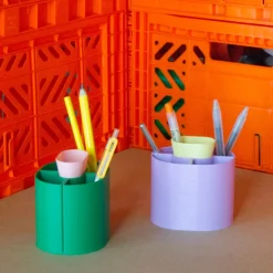 Pot à crayons - Vert et rose