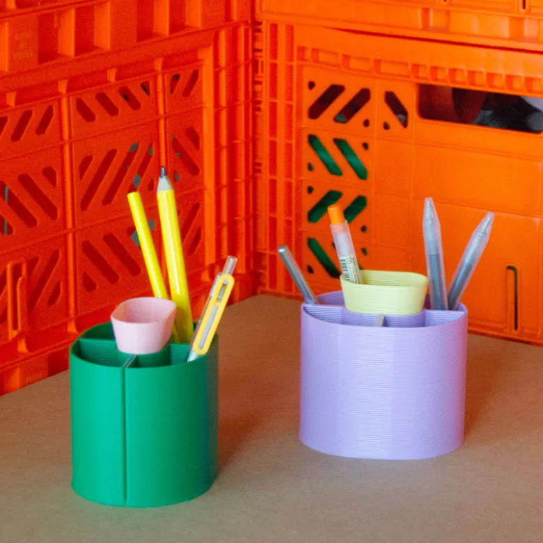 Pot à crayons - Vert et rose