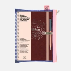 Set de carnet de recettes tissu - Bordeaux