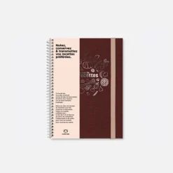 Set de carnet de recettes tissu - Bordeaux