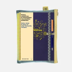 Set de carnet de recettes tissu - Marine