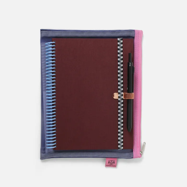 Set de Papeterie - Carnet tissu Bordeaux