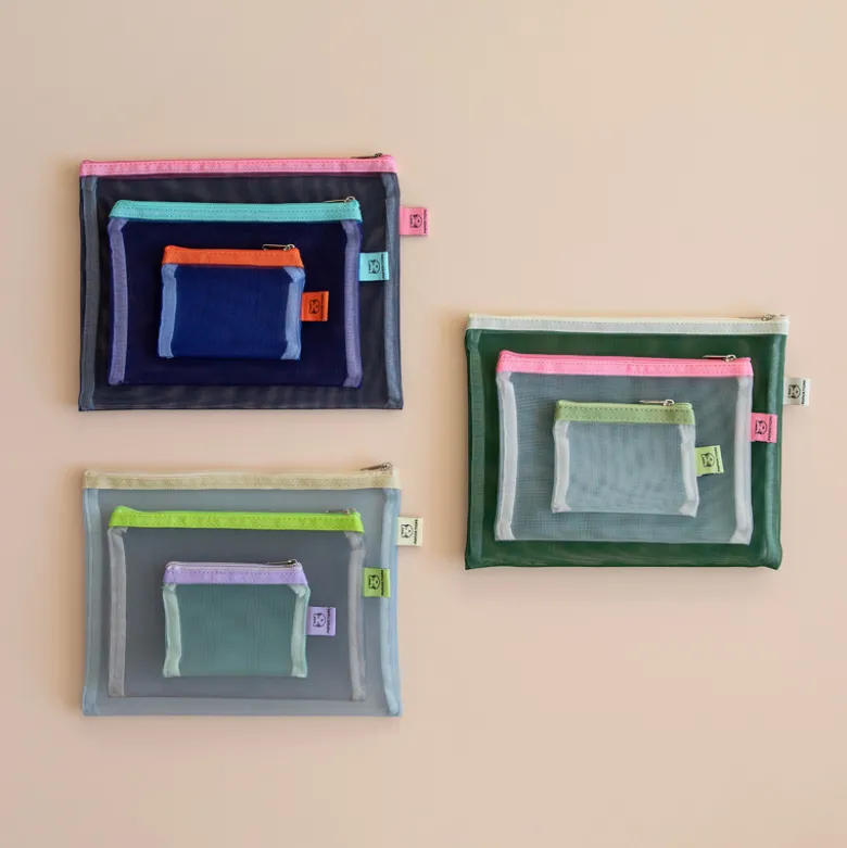Set de 3 Pochettes Mesh - Aqua