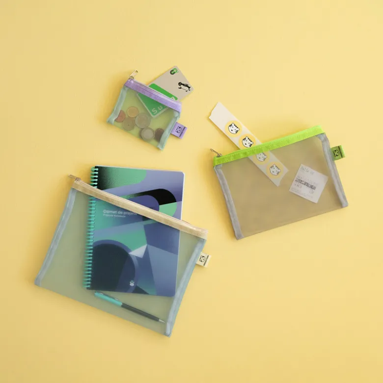 Set de 3 Pochettes Mesh - Jaune